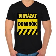 PRINTFASHION Vigyázat dominók! - Férfi V-nyakú póló - Fekete férfi póló