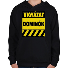 PRINTFASHION Vigyázat dominók! - Gyerek kapucnis pulóver - Fekete