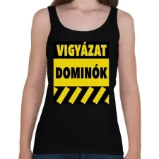 PRINTFASHION Vigyázat dominók! - Női atléta - Fekete női trikó