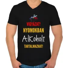PRINTFASHION Vigyázat! - Férfi V-nyakú póló - Fekete férfi póló