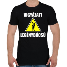 PRINTFASHION Vigyázat legénybúcsú - Férfi póló - Fekete