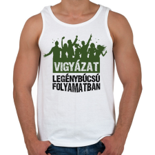 PRINTFASHION Vigyázat legénybúcsú folyamatban - Férfi atléta - Fehér atléta, trikó