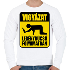 PRINTFASHION Vigyázat legénybúcsú folyamatban - Férfi pulóver - Fehér férfi pulóver, kardigán