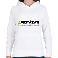 PRINTFASHION vigyazat - Női kapucnis pulóver - Fehér női pulóver, kardigán