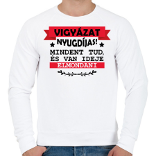 PRINTFASHION Vigyázat nyugdíjas - Férfi pulóver - Fehér férfi pulóver, kardigán