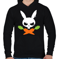 PRINTFASHION Vigyázz! Nyuszi! - Férfi kapucnis pulóver - Fekete
