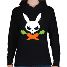 PRINTFASHION Vigyázz! Nyuszi! - Női kapucnis pulóver - Fekete női pulóver, kardigán