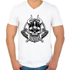 PRINTFASHION Viking  - Férfi V-nyakú póló - Fehér férfi póló