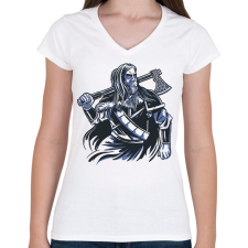 PRINTFASHION Viking - Női V-nyakú póló - Fehér női póló