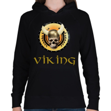 PRINTFASHION viking skull - Női kapucnis pulóver - Fekete női pulóver, kardigán