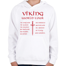 PRINTFASHION Viking world tour - Gyerek kapucnis pulóver - Fehér