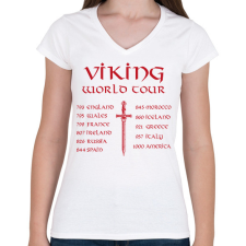 PRINTFASHION Viking world tour - Női V-nyakú póló - Fehér női póló