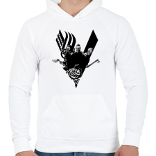 PRINTFASHION Vikings - Férfi kapucnis pulóver - Fehér férfi pulóver, kardigán