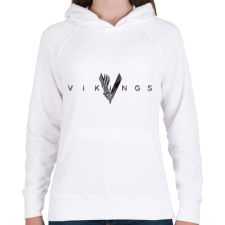 PRINTFASHION Vikings logo - Női kapucnis pulóver - Fehér női pulóver, kardigán