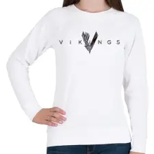 PRINTFASHION Vikings logo - Női pulóver - Fehér női pulóver, kardigán