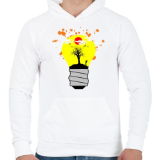 PRINTFASHION világ a villanykörtében - Férfi kapucnis pulóver - Fehér