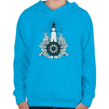 PRINTFASHION Világítótorony - Gyerek kapucnis pulóver - Azúrkék gyerek pulóver, kardigán