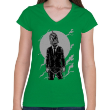 PRINTFASHION Világketrec - Női V-nyakú póló - Zöld női póló