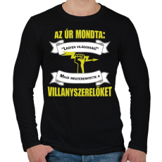 PRINTFASHION Villanyszerelőket teremtett az Úr - Férfi hosszú ujjú póló - Fekete