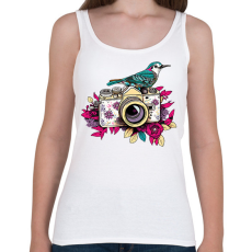 PRINTFASHION Vintage fotós virágokkal - Női atléta - Fehér