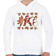 PRINTFASHION Vintage Karácsony - Férfi kapucnis pulóver - Fehér