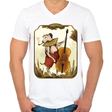 PRINTFASHION Vintage kutya - Férfi V-nyakú póló - Fehér férfi póló