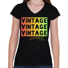 PRINTFASHION VINTAGE limited edition  - Női V-nyakú póló - Fekete