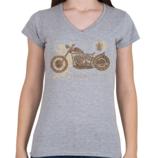 PRINTFASHION vintage motorcycles - Női V-nyakú póló - Sport szürke