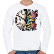 PRINTFASHION Vintage óra és pillangó - Férfi pulóver - Fehér