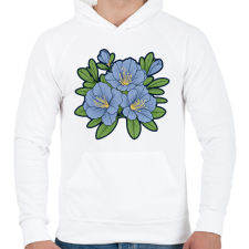 PRINTFASHION Virág - Férfi kapucnis pulóver - Fehér férfi pulóver, kardigán