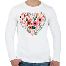 PRINTFASHION Virág szív - Férfi hosszú ujjú póló - Fehér férfi póló