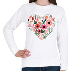 PRINTFASHION Virág szív - Női pulóver - Fehér