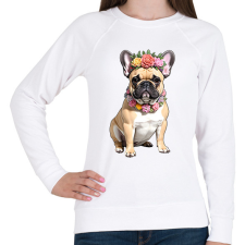 PRINTFASHION virágkoszorús francia buci - Női pulóver - Fehér női pulóver, kardigán