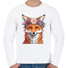 PRINTFASHION virágkoszorús róka - Férfi pulóver - Fehér férfi pulóver, kardigán