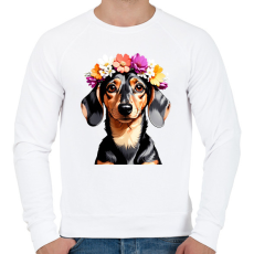 PRINTFASHION virágkoszorús tacsi - Férfi pulóver - Fehér