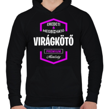 PRINTFASHION Virágkötő prémium minőség - Férfi kapucnis pulóver - Fekete férfi pulóver, kardigán