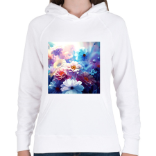 PRINTFASHION virágok 1 - Női kapucnis pulóver - Fehér női pulóver, kardigán
