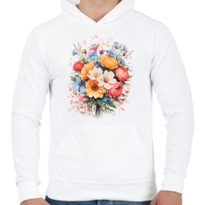 PRINTFASHION Virágok - Férfi kapucnis pulóver - Fehér