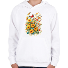 PRINTFASHION Virágok - Gyerek kapucnis pulóver - Fehér