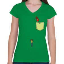 PRINTFASHION Virágöntözés - Női V-nyakú póló - Zöld női póló