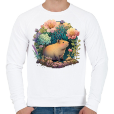 PRINTFASHION Virágos capybara - Férfi pulóver - Fehér férfi pulóver, kardigán
