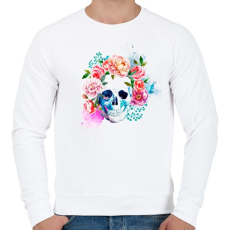 PRINTFASHION Virágos Koponya - Férfi pulóver - Fehér