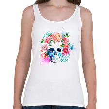PRINTFASHION Virágos Koponya - Női atléta - Fehér női trikó