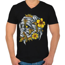 PRINTFASHION Virágos múmia - Férfi V-nyakú póló - Fekete férfi póló