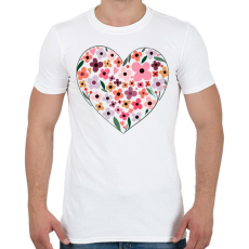 PRINTFASHION Virágos szív - Férfi póló - Fehér