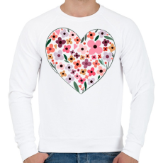 PRINTFASHION Virágos szív - Férfi pulóver - Fehér