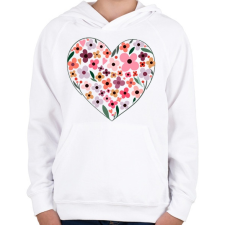 PRINTFASHION Virágos szív - Gyerek kapucnis pulóver - Fehér gyerek pulóver, kardigán
