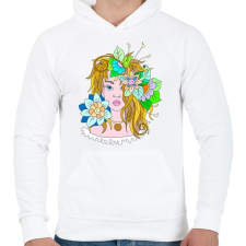 PRINTFASHION Virágtündér - Férfi kapucnis pulóver - Fehér női pulóver, kardigán