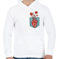 PRINTFASHION Virágzó szív - Férfi kapucnis pulóver - Fehér férfi pulóver, kardigán