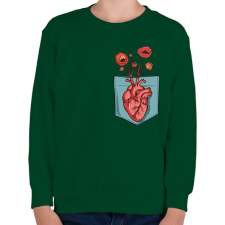 PRINTFASHION Virágzó szív - Gyerek pulóver - Sötétzöld gyerek pulóver, kardigán